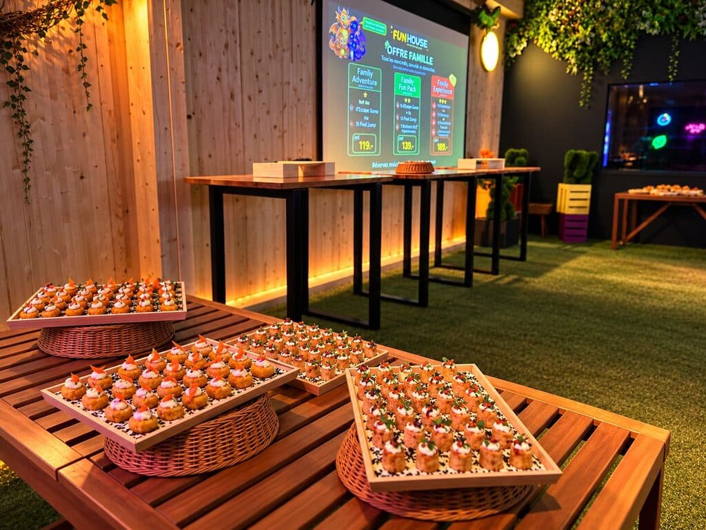 Dinner-style aperitif buffet in the FunHouse Fribourg event area