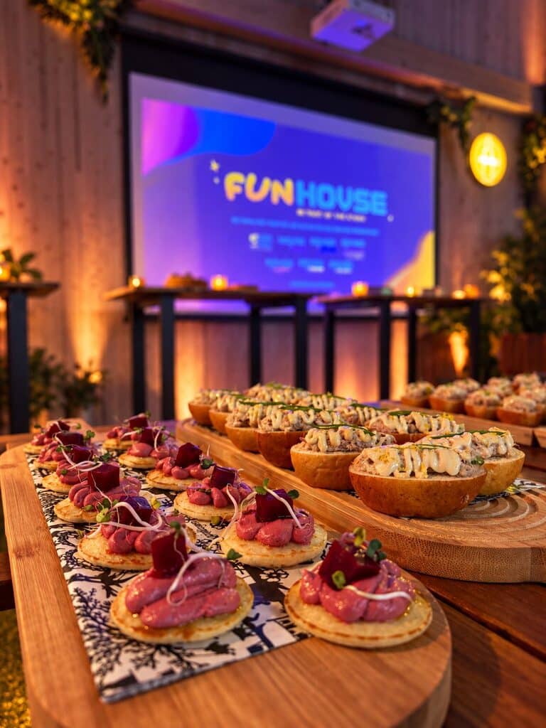 Toasts and tartlets from a dinner-style aperitif at FunHouse Fribourg